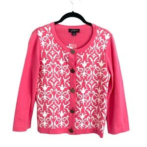 NWT Josephine pink and white cotton cardigan S
